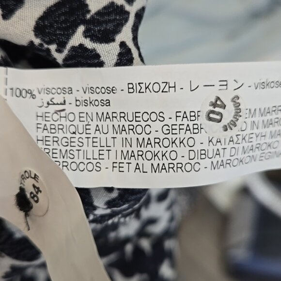 Zara Animal Print Long Sleeve Lightweight Black and White Women's Top Size XL - Picture 13 of 15